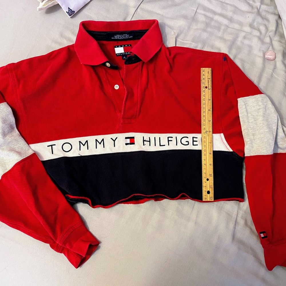 Vintage cropped Tommy Hilfiger rugby shirt